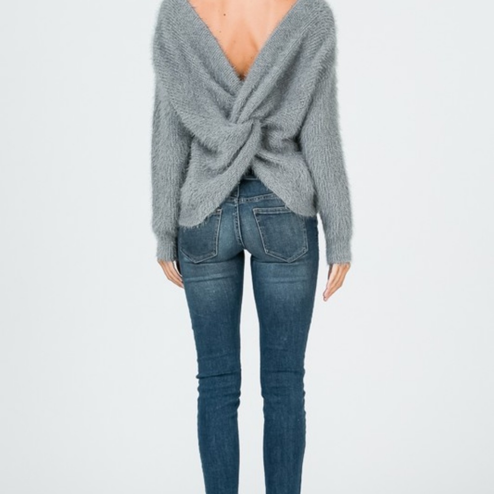 Knot Accent Open Back Sweater - Picture 2 of 7